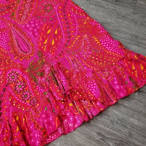 Vintage Pink Paisley Maxi Dress Boho Festival Sz S - Picture 8 of 10